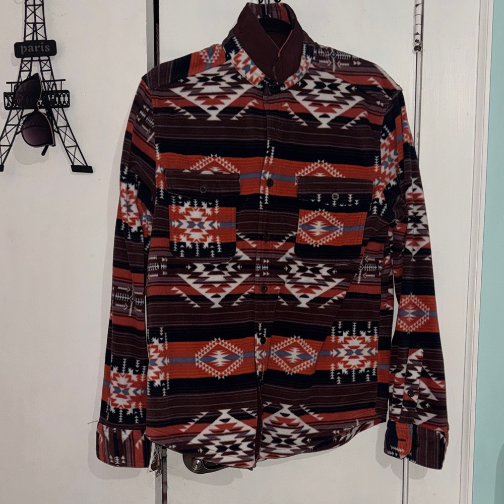 Tribal Pattern Button-Up Shirt